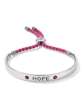 Brighton Color Cast HOPE Fuschia Pink Silver Tone Bracelet